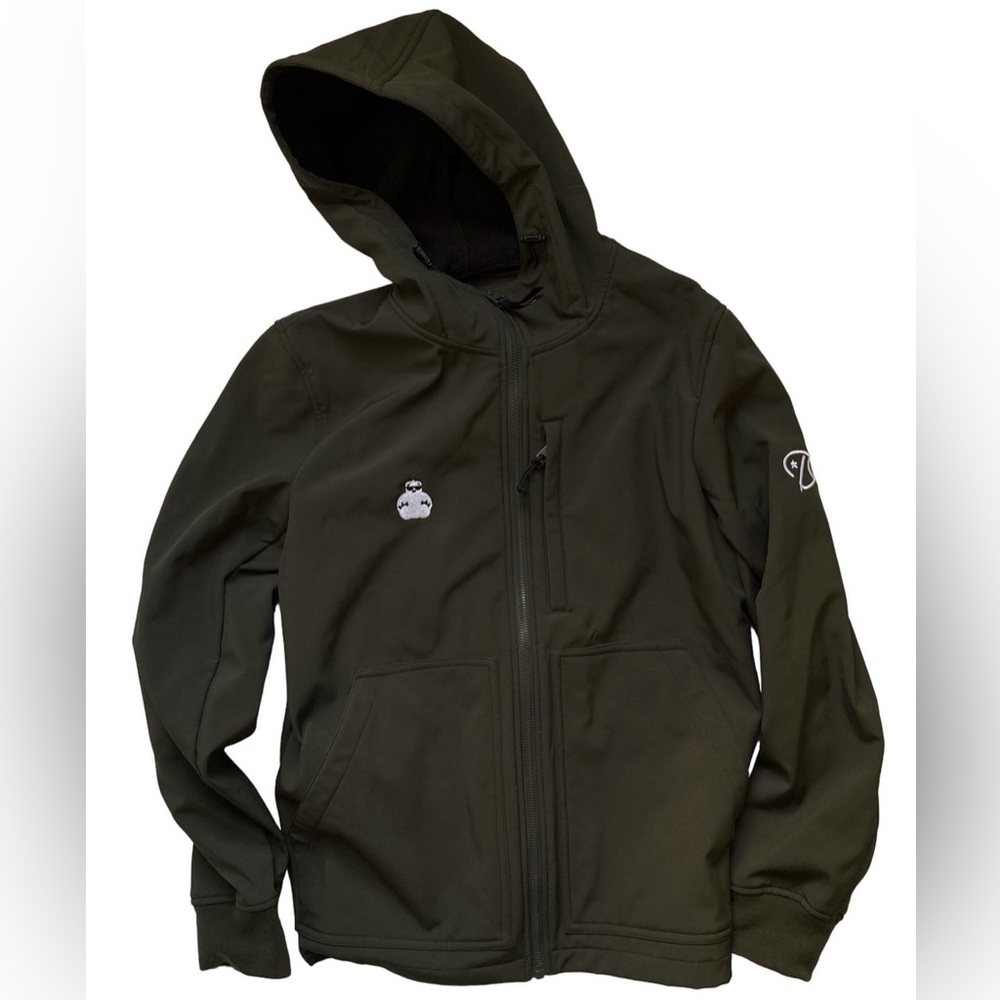 NEW! LEVIS ZIP-UP SOFTSHELL HOODED JACKET OLIVE GREEN Wind & Water Resistant